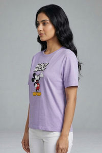 Zivame Mickey Mouse Knit Cotton Loungewear Top - Pastel Lilac — thumbnail 5